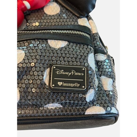 Disney Parks Minnie Mouse Loungefly Sequined Polka Dot Backpack - Picture 7 of 10